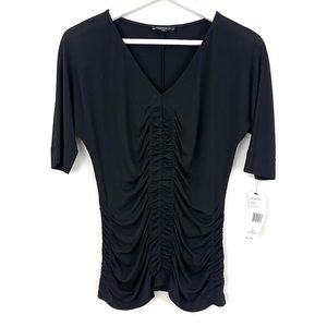 Lafayette 148 New York 100% Silk Ruched Short Sleeve Top